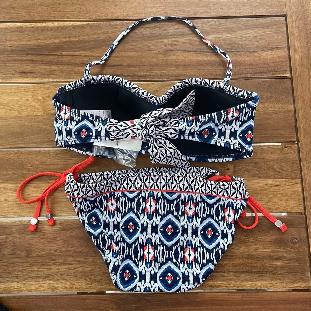 New! Tommy Bahama Island Cays Ikat Bikini Bandeau Top & Reversible String Bottom - Picture 2 of 12